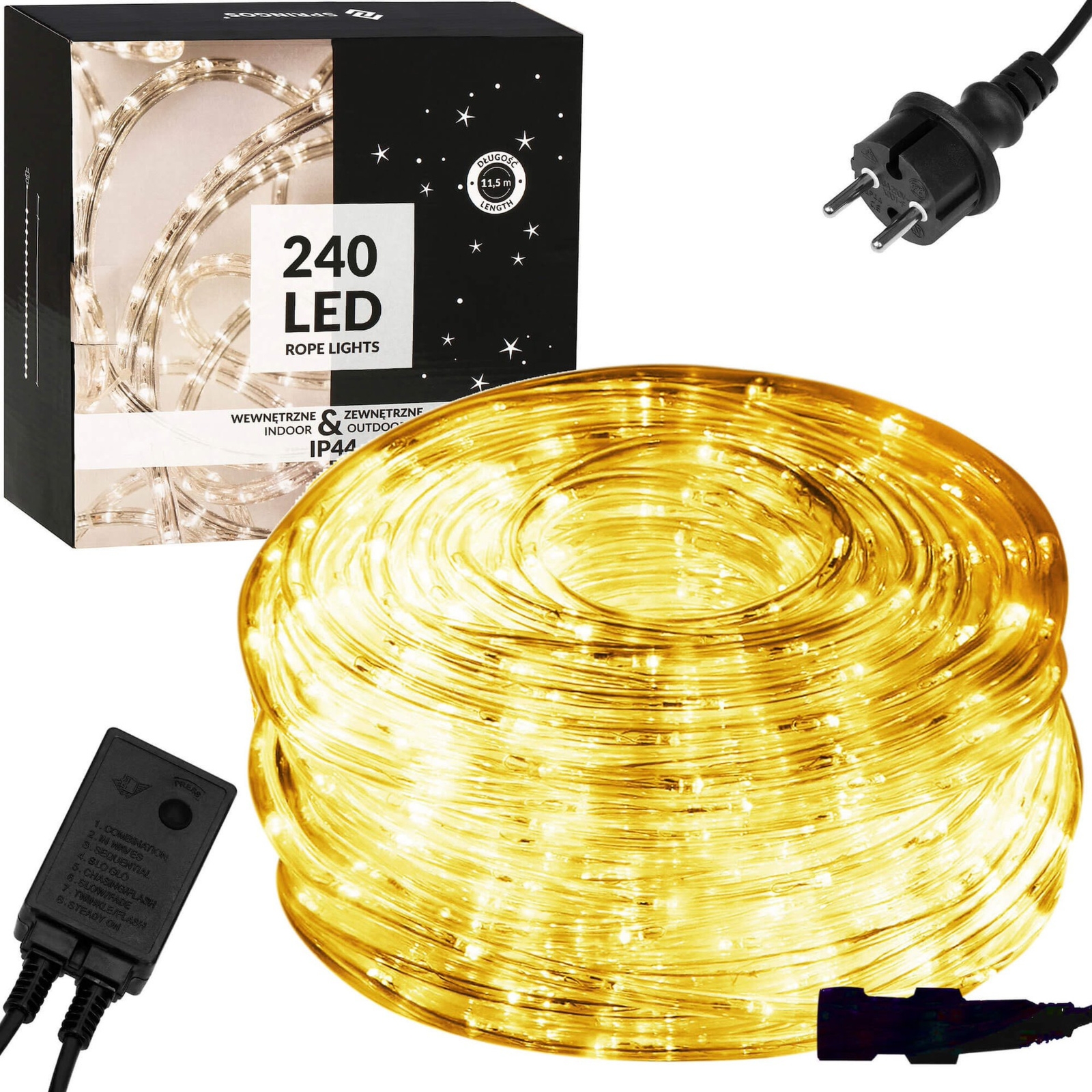 Wąż świetlny 10m biały ciepły 240 Led z programatorem IP44