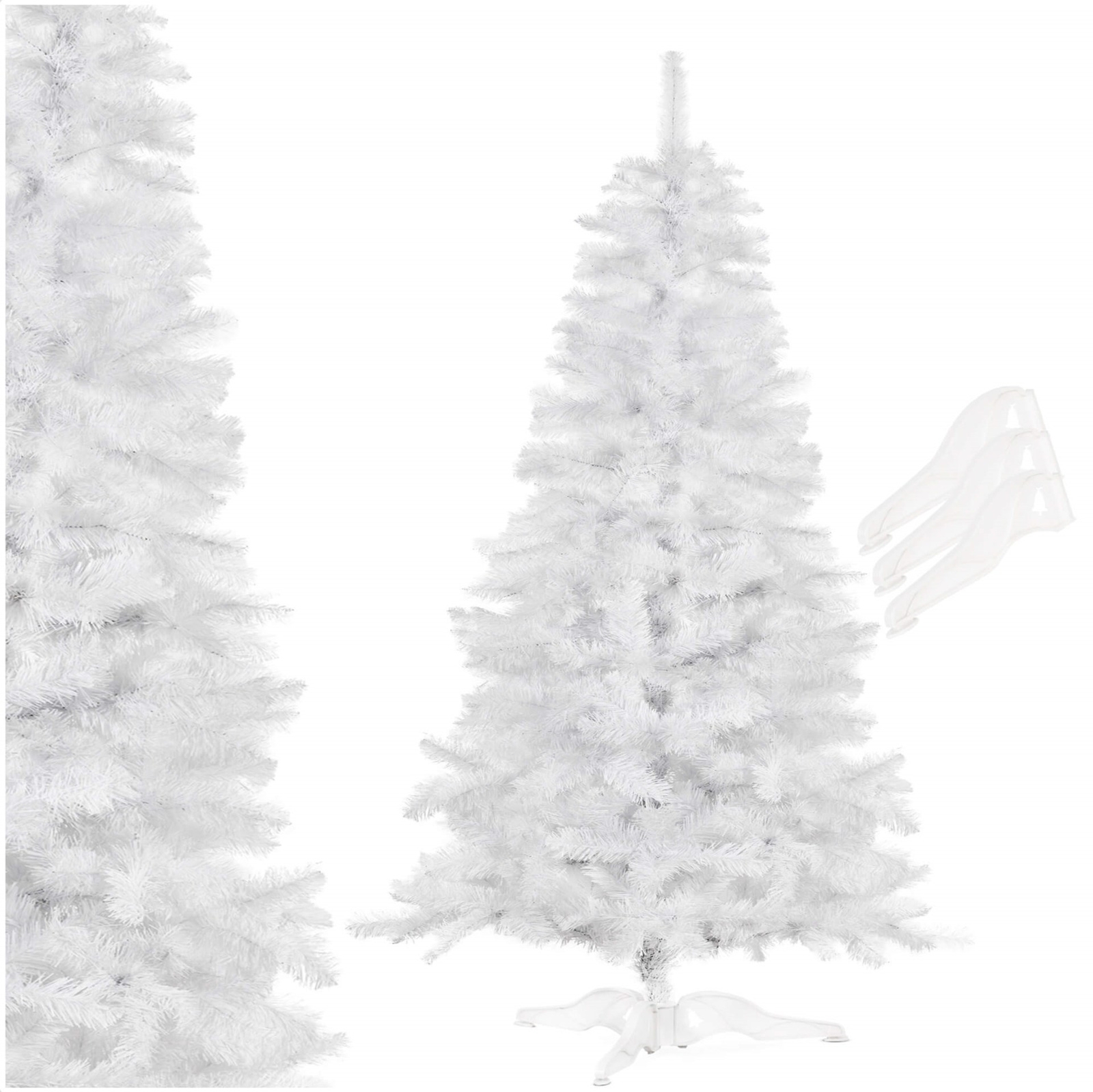 Choinka sztuczna jodła ze stojakiem 220 cm drzewko świąteczne, nowoczesna białe