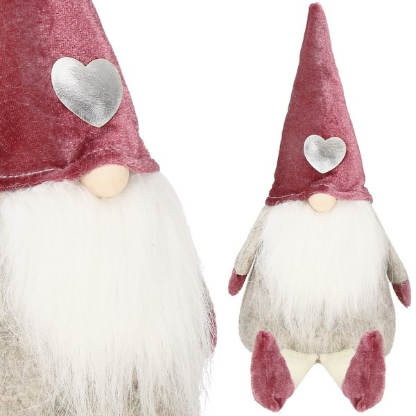 Skrzat świąteczny 40 cm, siedzący gnom, krasnal zwisające nóżki