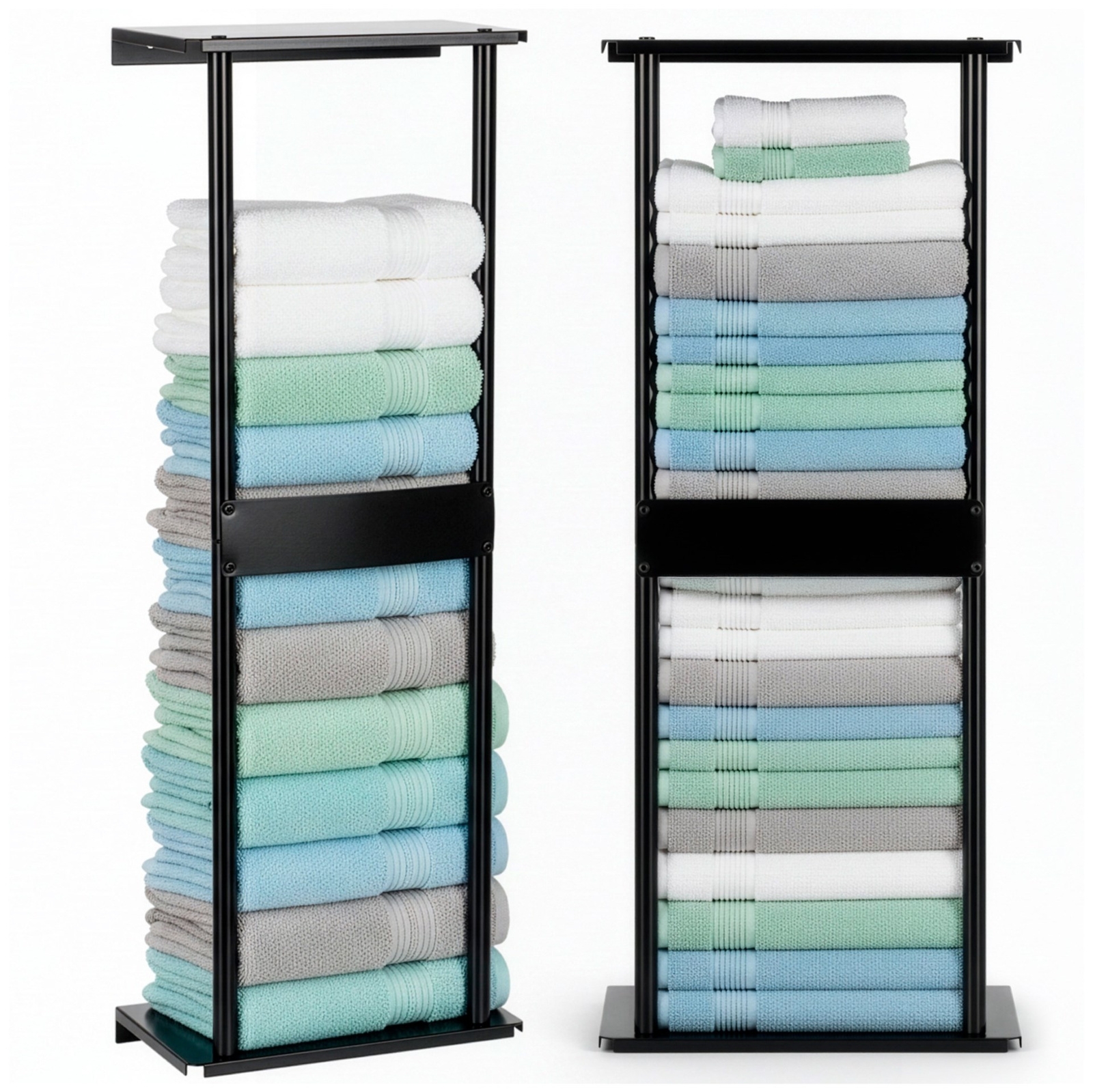 Wieszak, półka łazienkowa na ręczniki, ścienna, metalowa, czarna