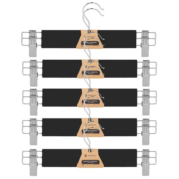 Wieszaki na ubrania 10 szt. klamrowe do spódnic, spodni czarne zestaw