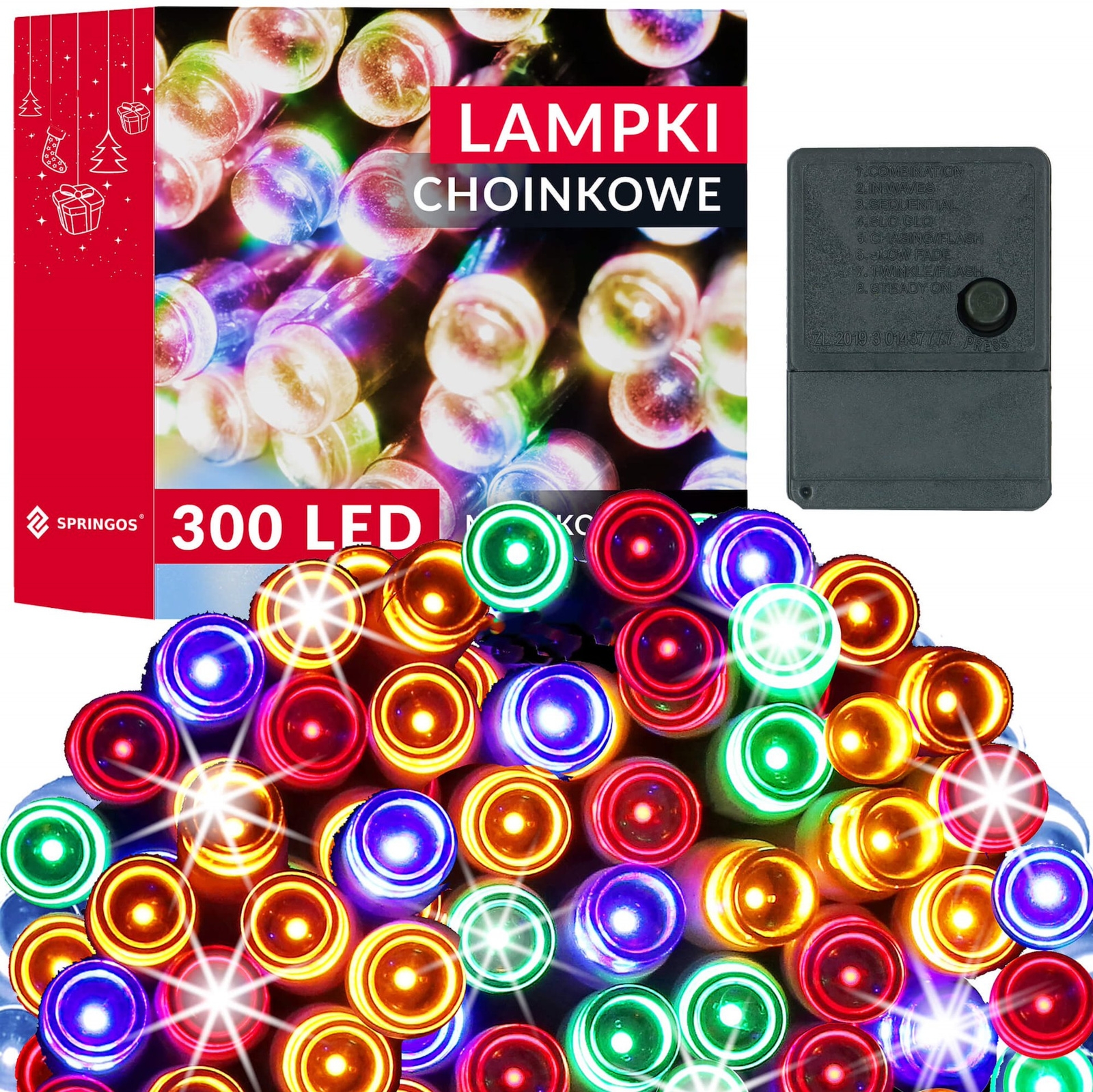 Lampki świąteczne 300 led multikolor 22,5 m oświetlenie choinkowe wewnętrzne