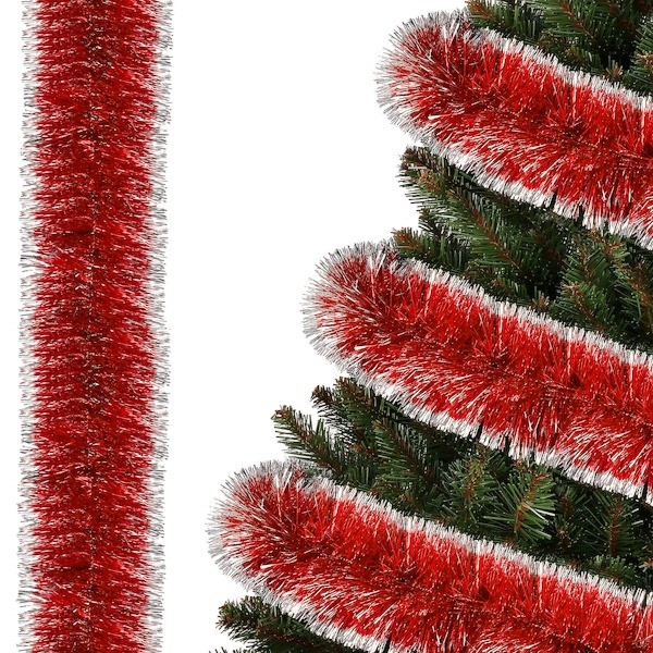 Łańcuch choinkowy 6m czerwono-srebrny, girlanda na choinkę, średnica 7cm