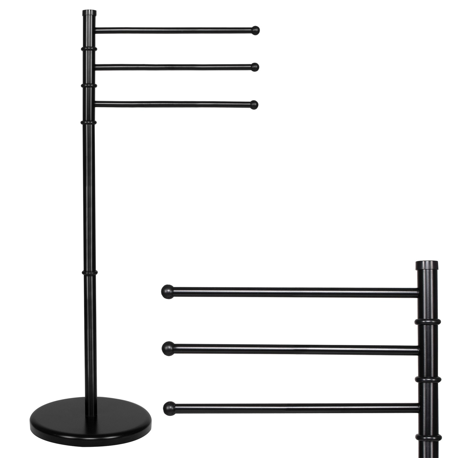 Stojak łazienkowy na ręczniki 3-ramienny, obrotowy czarny