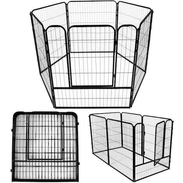 Kojec dla zwierząt wybieg klatka dla psa 184x94x100 cm czarna