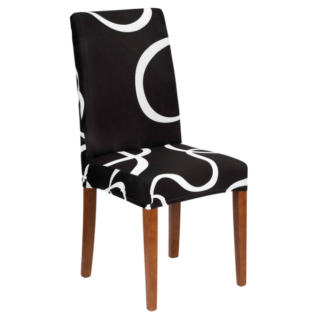 Pokrowiec na krzesło uniwersalny elastyczny ze spandexu gładki czarno-biały