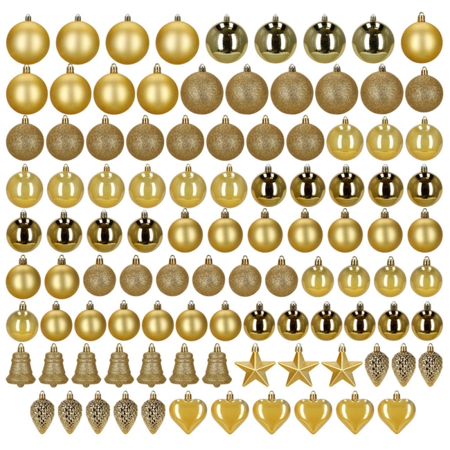 Bombki choinkowe 100 szt. zestaw dekoracji świątecznych nietłukące, złote