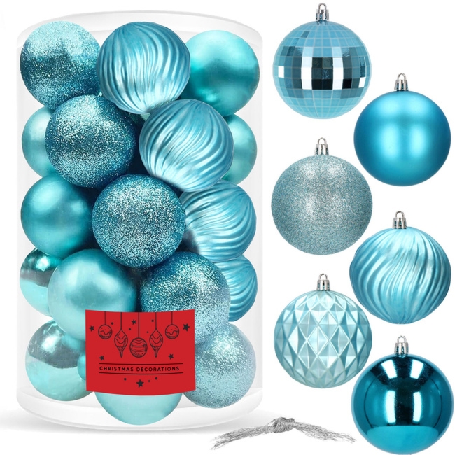Bombki choinkowe 30 szt. niebieski zestaw choinkowy