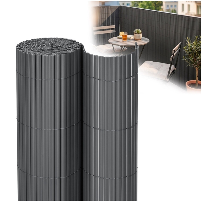Osłona PVC maskująca na balkon, taras, ogrodzenie 300x100 cm ciemnoszara