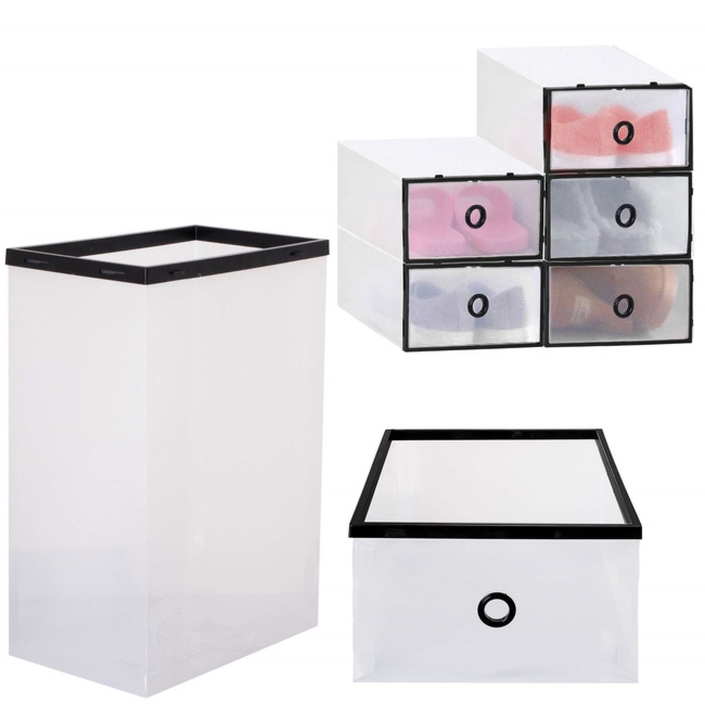 Pudełko na buty 5 szt. z szufladą 35x23x12 cm organizer na obuwie przezroczysty