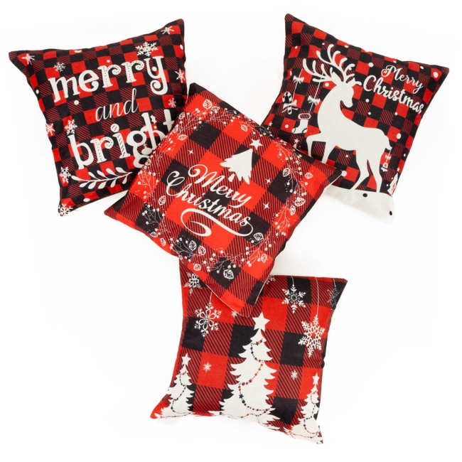 Poszewka dekoracyjna 40x40cm na poduszkę zestaw 4 szt. wzory świąteczne