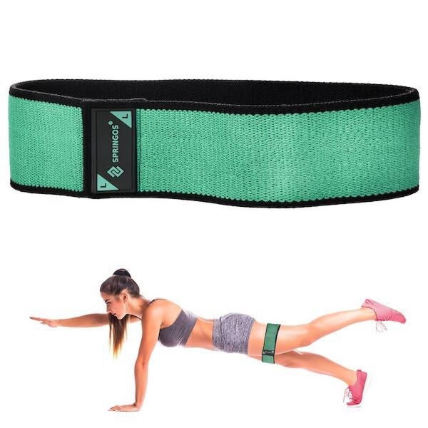 Guma fitness hip band L zielona 2x43 cm