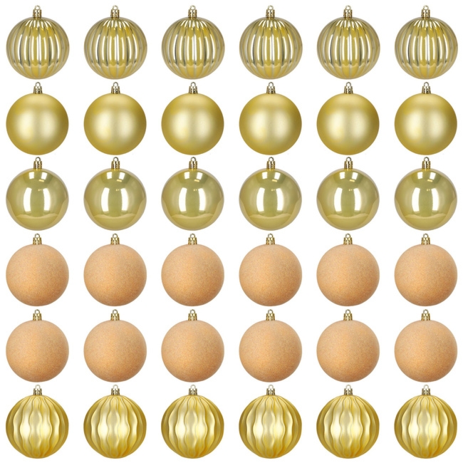 Bombki choinkowe 36 szt. zestaw dekoracje świąteczne ozdoby nietłukące złote