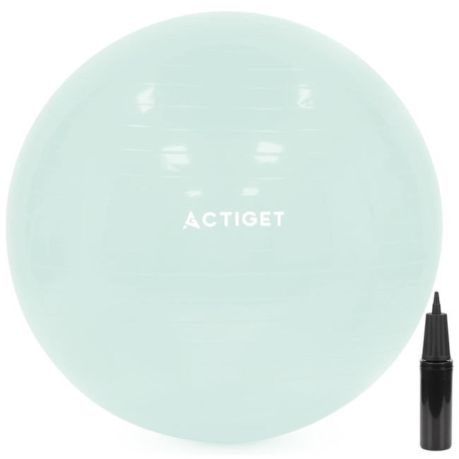 Piłka 65 cm do ćwiczeń pilates, rehabilitacyjnych, stretchingu z pompką, miętowa