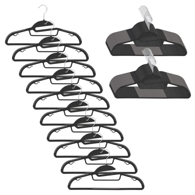 Wieszaki na ubrania 30 szt. antypoślizgowe plastikowe odzieżowe do szafy czarne