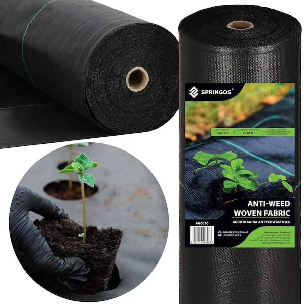 Agrowłóknina antychwastowa agrotkanina 70g czarna mata 1,6x10 m