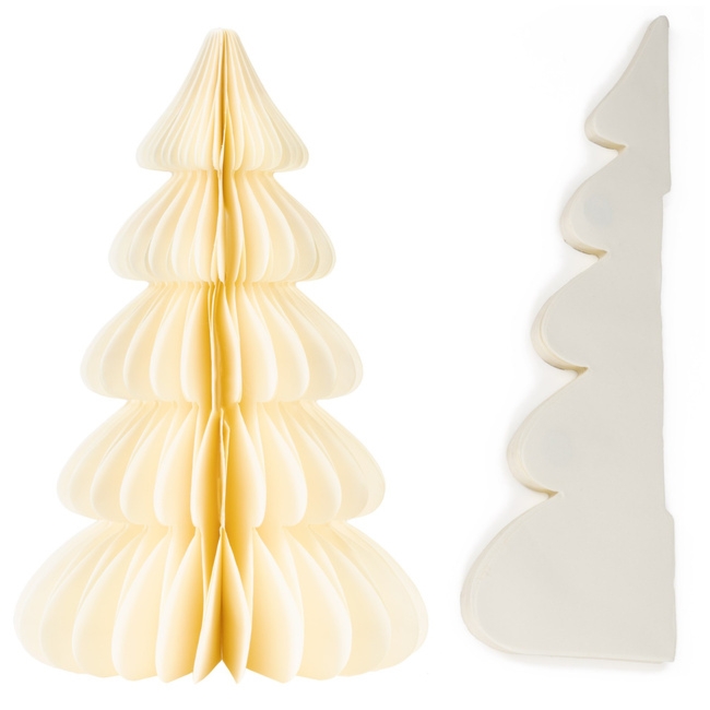 Papierowa choinka 30 cm ozdoba świąteczna dekoracja 3D z magnesem ecru
