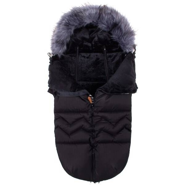 Śpiworek do wózka 4w1, śpiwór z futerkiem do sanek, gondoli 90 cm czarny