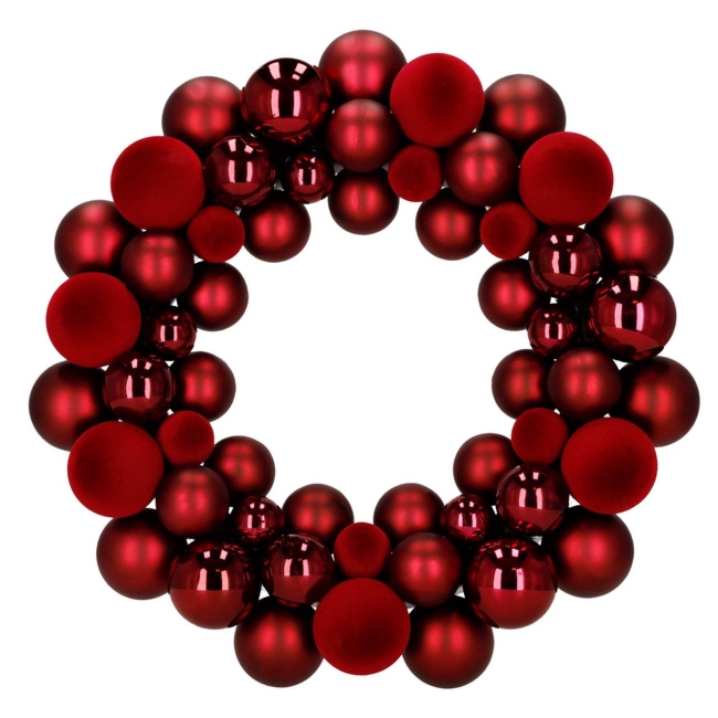 Wieniec świąteczny z bombek, wianek na drzwi 34 cm, stroik czerwony