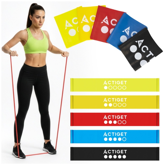 Gumy oporowe do ćwiczeń zestaw 5 szt. taśmy fitness do rehabilitacji opór 1-15 kg