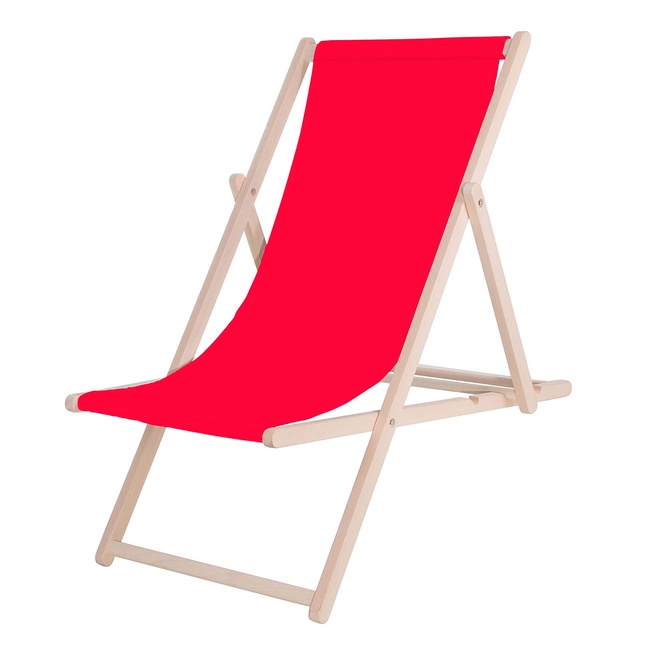 Leżak ogrodowy, drewniany z 3-stopniową regulacją, plażowy, balkonowy, czerwony