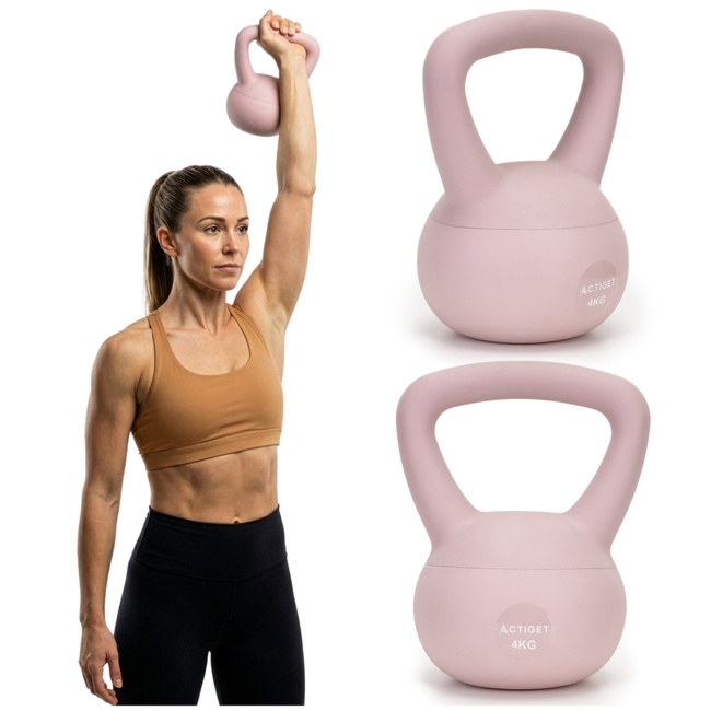 Kettlebell miękki 4kg kula odważnik hantla ciężar do ćwiczeń fitness, jasnoróżowy