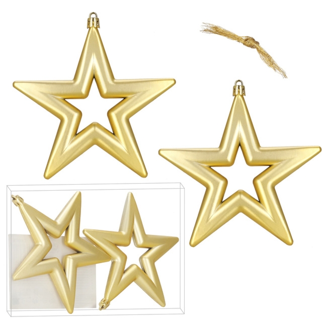 Bombki choinkowe gwiazdki 2 szt. ozdoby świąteczne do stroika gwiazdy nietłukące złote