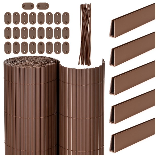Osłona PVC maskująca 500x140 cm, profile zestaw na balkon, taras, ogrodzenie brązowe