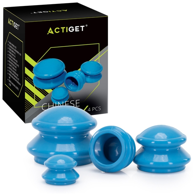 Bańki chińskie, gumowe do masażu zestaw 4 szt. antycellulitowy, niebieskie