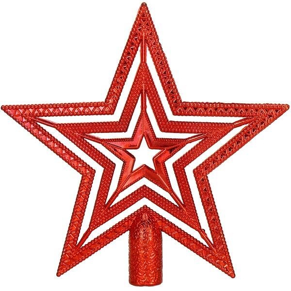 Czubek na choinkę 10cm szpic, ażurowa gwiazda czerwona