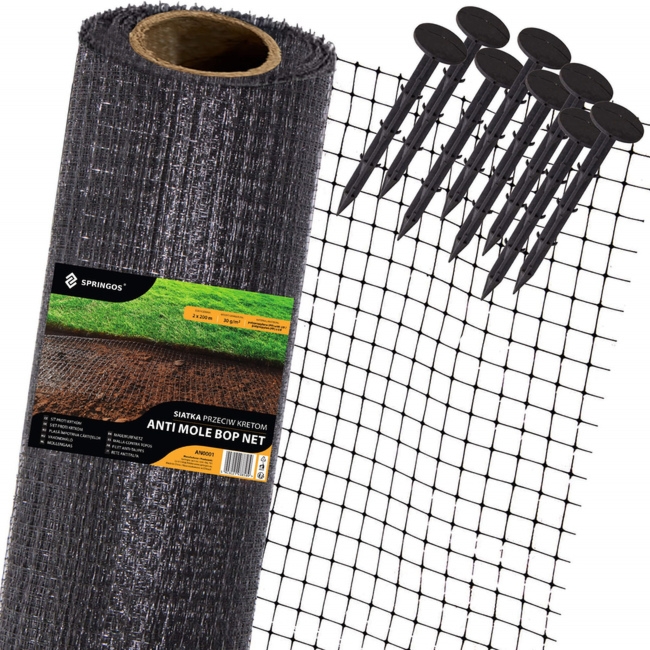 Siatka na krety 1 m x 25 m + kołki 50 szt. zabezpieczenie przeciw kretom, nornicom 30g/m2