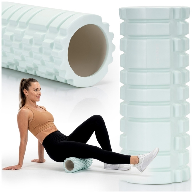 Wałek do masażu, średnio twardy, roller z wypustkami, miętowy