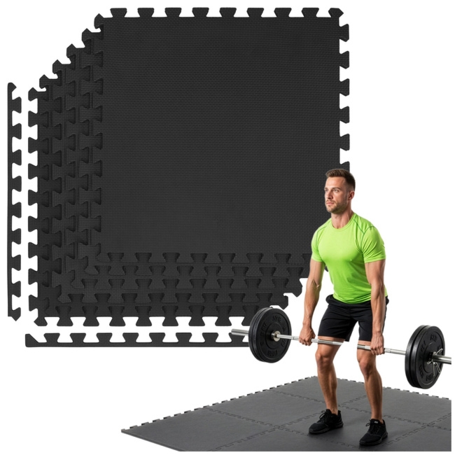 Mata treningowa, ochronna 6 szt. puzzle z pianki EVA 1,2 cm antypoślizgowe, grafitowe