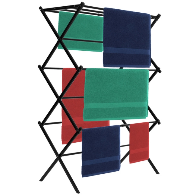 Suszarka na pranie, składana z regulacją długość, teleskopowa, czarna