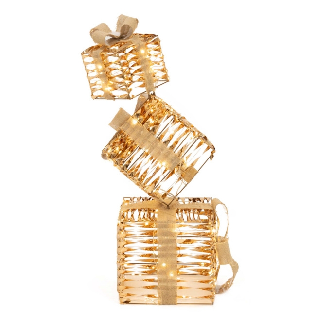 Dekoracja świąteczna LED prezenty pod choinkę 74 cm 160 diod biały ciepły