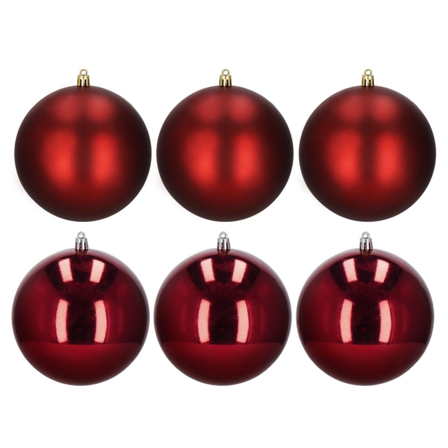 Bombki choinkowe 13 cm 6 szt. zestaw ozdoby świąteczne półmatowe i połyskujące czerwone