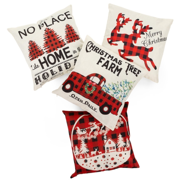 Poszewki świąteczne 40x40cm 4 szt. zestaw dekoracyjny na poduszki jaśki