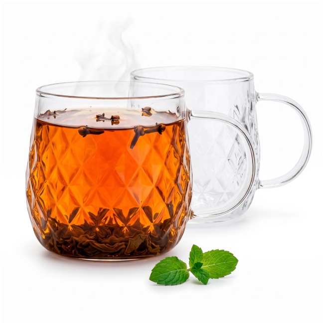 Zestaw 2 szklanek z uchem do kawy i herbaty Springos, 350 ml