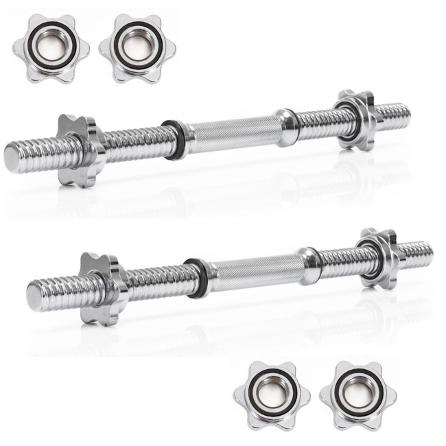 Gryf krótki 48 cm do hantli z zaciskami zestaw 2 szt. gwintowane 28 mm stal chromowana