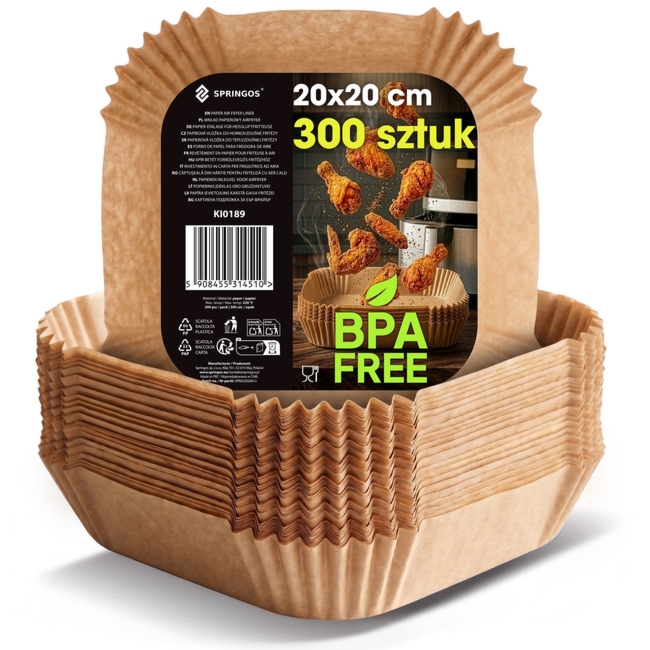 Wkłady papierowe do Airfryer 300 szt. tacki do frytkownicy beztłuszczowej 20x20 cm
