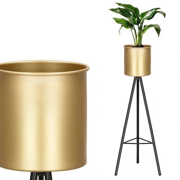 Stojący kwietnik 45 cm stojak z doniczką na kwiaty nowoczesny loft złoty