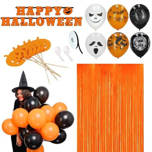 Dekoracje na Halloween zestaw balony girlanda kurtyna ozdoby na Halloween