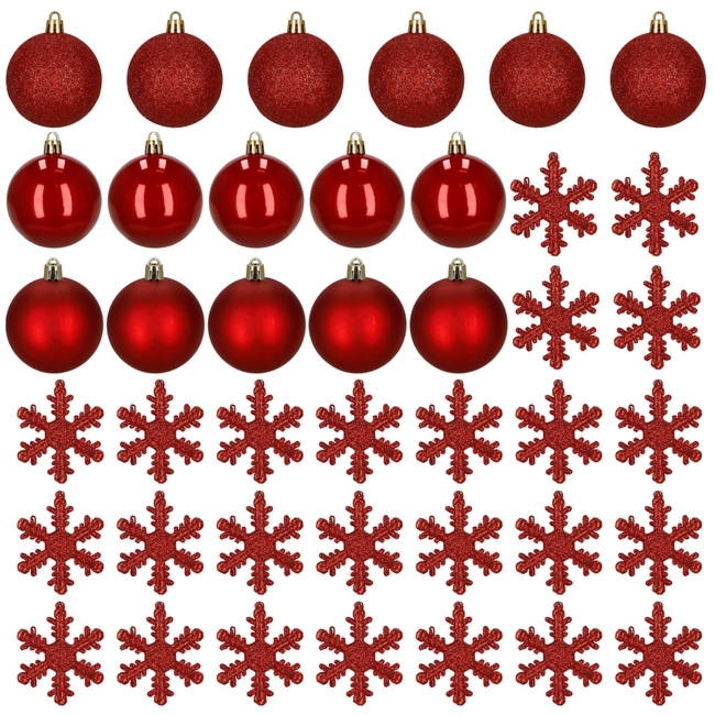 Bombki choinkowe 40 szt. zestaw dekoracji świątecznych, nietłukące, czerwone