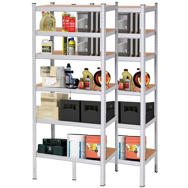 Regały metalowe 2 szt. z 6 półkami 225x110x50 cm 900 kg do garażu, piwnicy