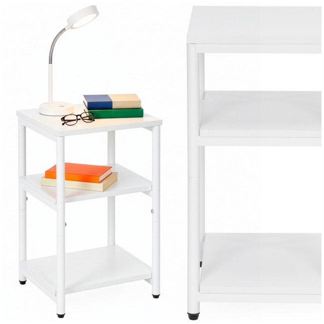 Szafka nocna, stolik z półkami do sypialni 35x31x59 cm nakastnik, biały