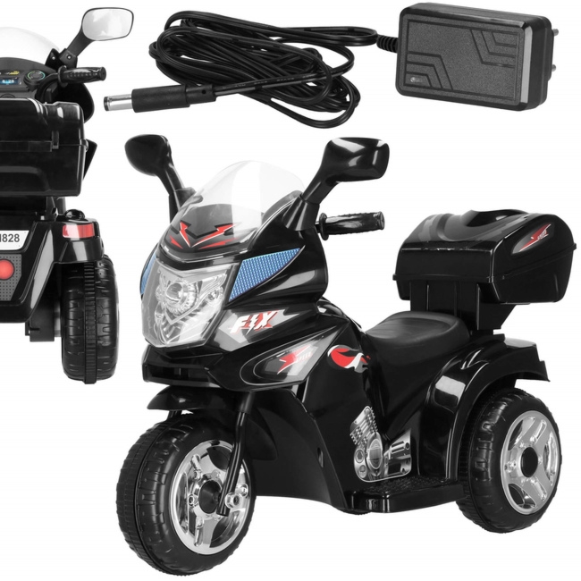 Motocykl dla dzieci, elektryczny jeździk trójkołowy, motorek na akumulator, czarny