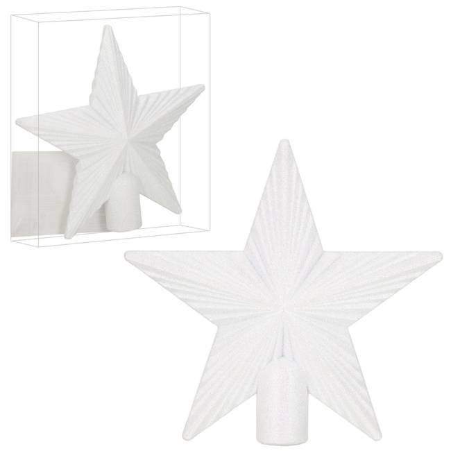 Czubek na choinkę gwiazda 21 cm szpic brokatowy ozdoba świąteczna biała