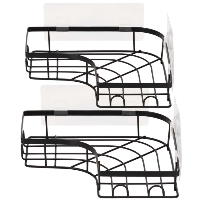 Półka łazienkowa, pod prysznic, wisząca zestaw 2 szt. narożna czarna