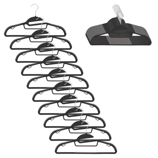 Wieszaki na ubrania 20 szt. antypoślizgowe plastikowe odzieżowe do szafy czarne