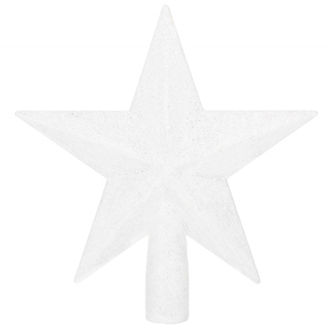 Czubek na choinkę gwiazda 19 cm szpic brokatowy ozdoba świąteczna biała